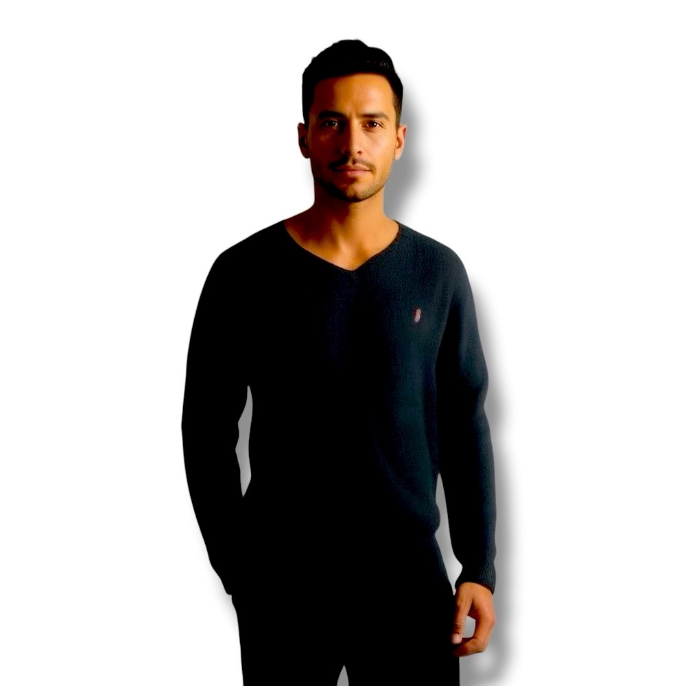 Men's Polo by Ralph Lauren Sweater 100% Lambswool Size L, Black